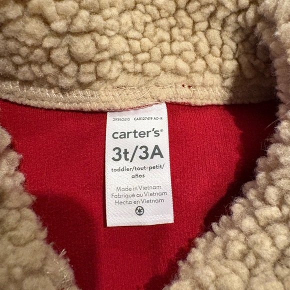 Carter's Cream and Red Fleece Jacket - Picture 2 of 2